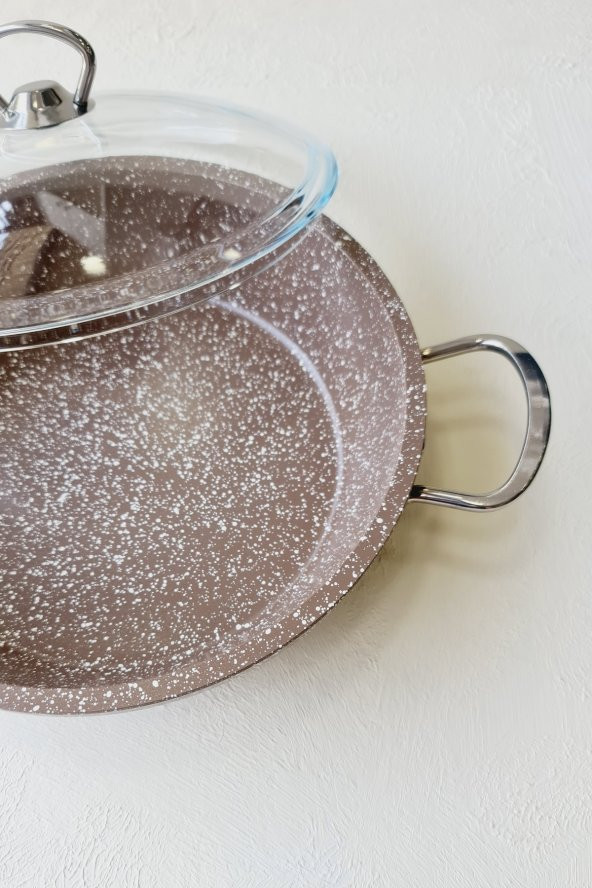 Taç Aksu Döküm Basık Tencere 24 Cm Kahve Granit - 3