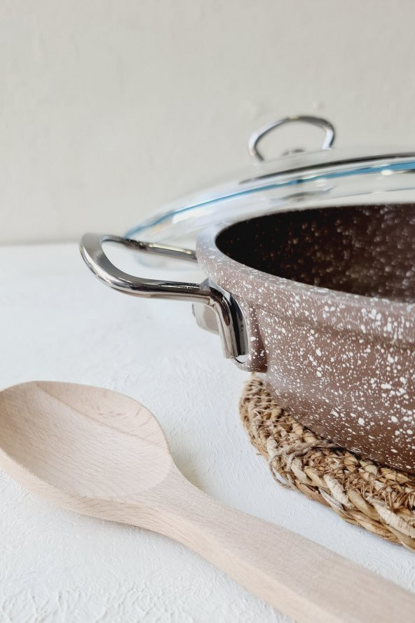 Taç Aksu Döküm Basık Tencere 24 Cm Kahve Granit - 4