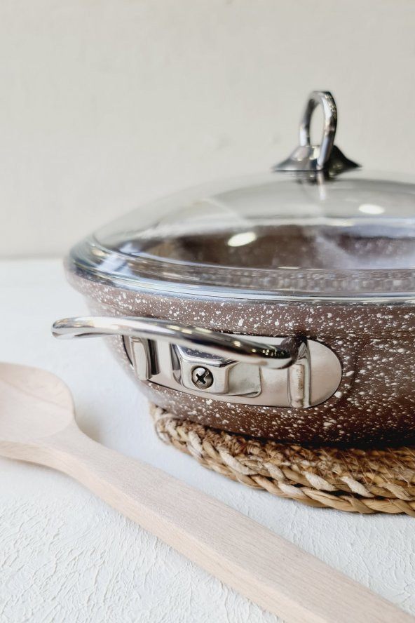 Döküm Basık Tencere 24 Cm Kahve Granit - 4