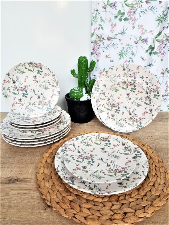 Flowers Mat Beyaz 12 Parça 6 Kişilik Kahvaltı Takımı - 2