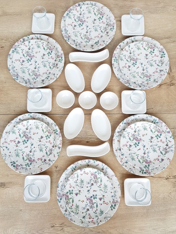 Flowers Mat Beyaz 33 Parça 6 Kişilik Kahvaltı Takımı - 2