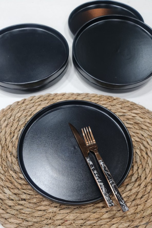Mat Siyah 21 cm Stackable Pasta Tabağı  6 Adet - 2