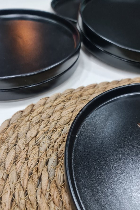Mat Siyah 21 cm Stackable Pasta Tabağı  6 Adet - 3