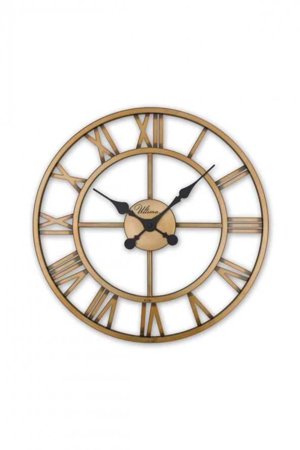 2654 G Ferforje 41 cm İskelet Duvar Saati Gold