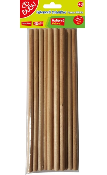 BU-BU EĞLENCELİ ÇUBUKLAR NATURAL 20x0,5CM 24'LÜ ürün görseli