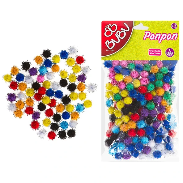BU-BU PONPON SİMLİ 1 CM.200'LÜ KARMA ürün görseli