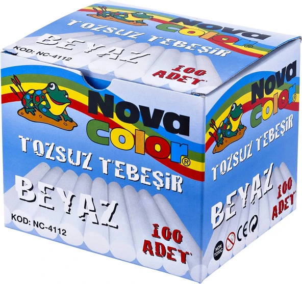 Nova Color Tebeşir Beyaz Tozsuz 100lü