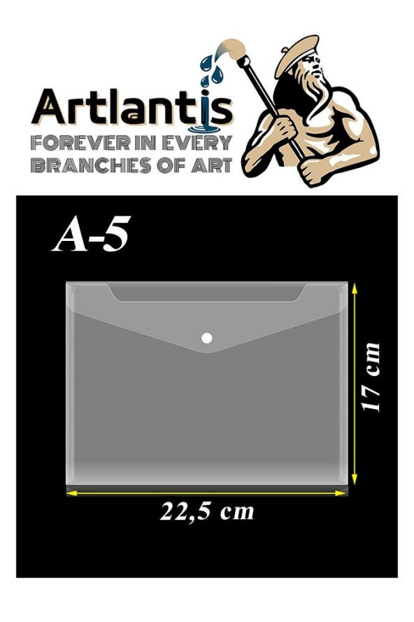 A5 Çıtçıtlı Dosya Şeffaf 1 Adet A-5 Çıtçıtlı Zarf Dosya Transparan 17x22.5 cm Küçük Boy Çıtçıtlı Dosya - 5