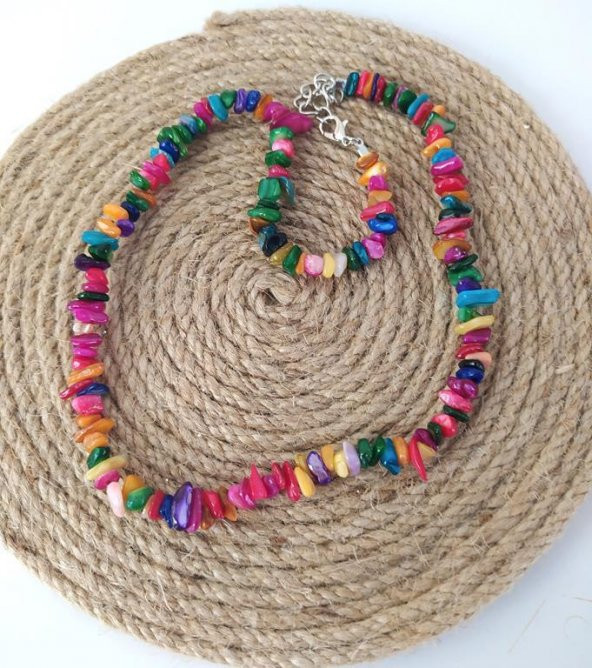 Kolye Kırık Doğal Taş Kolye Gerdanlık Çakra Enerji Takı Aksesuar - Resim 2