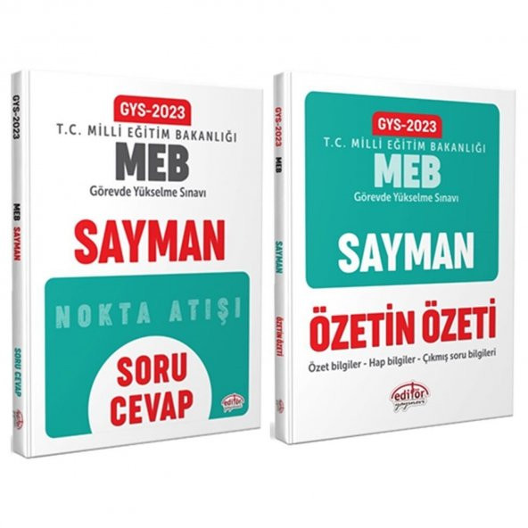 Editör Yayınevi 2023 MEB GYS Sayman Soru Cevap ve Özetin Özeti 2 Kitap Set - 3