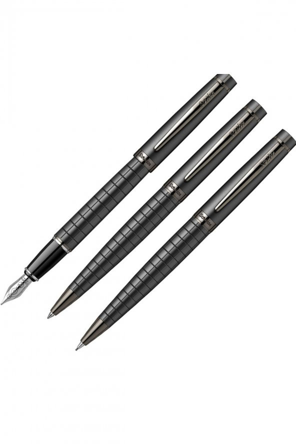 Scrikss 38 Dolma Kalem & Tükenmez & Versatil 3lü Set Mat Siyah