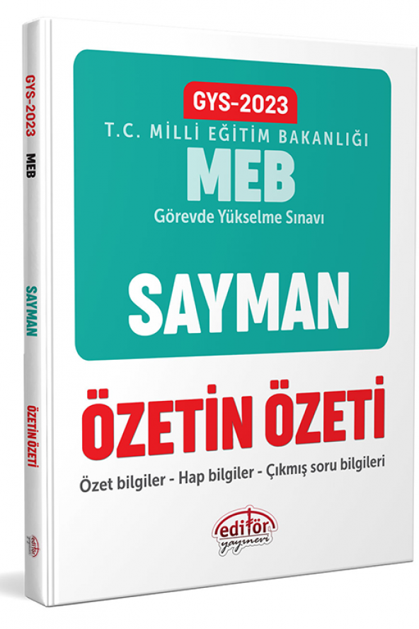 2023 Milli Eğitim Bakanlığı GYS Sayman Özetin Özeti Editör Yayınevi - 2