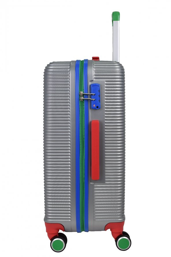 United Colors Of Benetton Lüx Abs Orta Boy Valiz Gri BNT500 - Resim 3