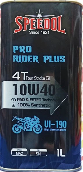 Speedol Pro Rider Plus 4T 10W40 %100 Sentetik 1 Litre Motor Yağı