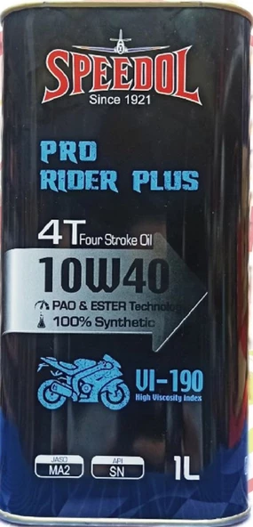 Speedol Pro Rider Plus 4T 10W40 %100 Sentetik 1 Litre Motor Yağı