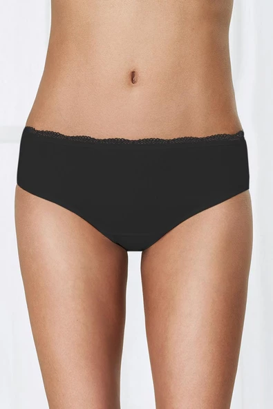 Antibakteriyel Bambu Bayan 3'lü Dantelli Külot - Resim 2