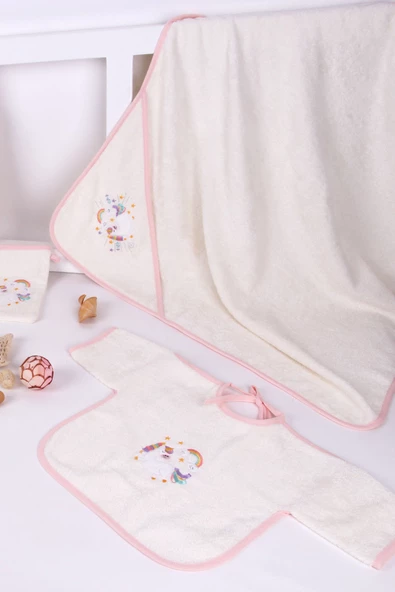 Unicorn Nakışlı Yenidoğan Bebek Hastane Çıkış Seti 8 Parça - Resim 3