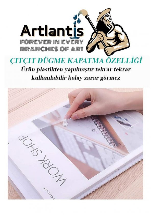 A5 Çıtçıtlı Dosya Şeffaf 10 Adet A-5 Çıtçıtlı Zarf Dosya Transparan 17x22.5 cm Küçük Boy Çıtçıtlı Dosya - 2