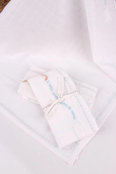 %100 Pamuk 55x55 İsim Etiketli Bebek Müslin Bez - Resim 2