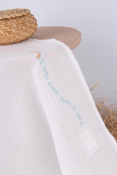 %100 Pamuk 55x55 İsim Etiketli Bebek Müslin Bez - Resim 3