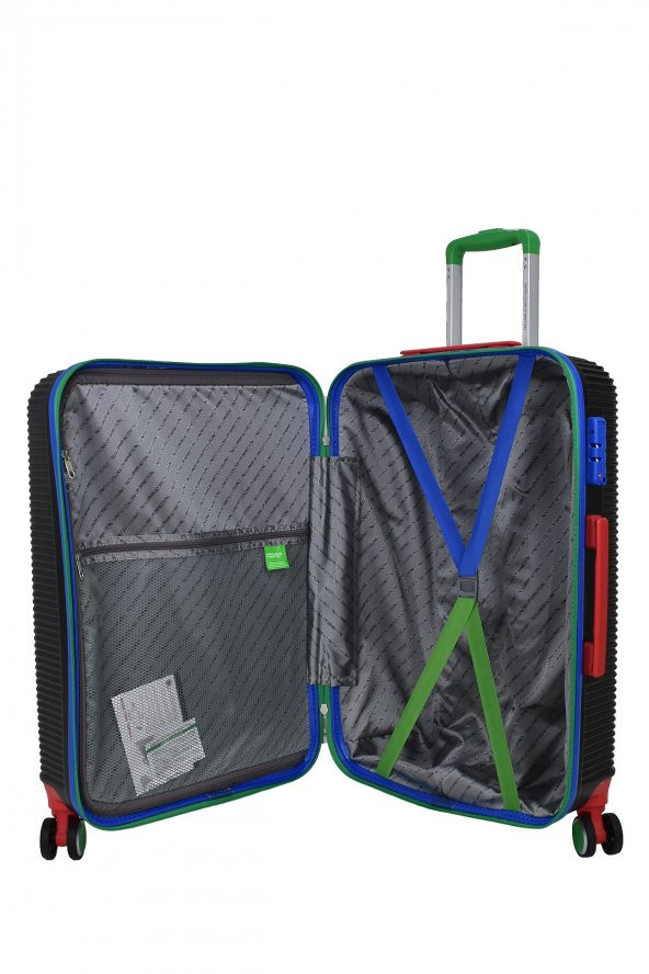 United Colors Of Benetton Lüx Abs 2li Valiz Seti Orta Boy - Kabin Boy Siyah BNT500 - 5