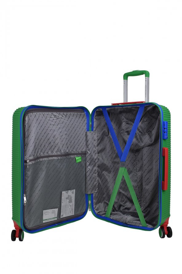 United Colors Of Benetton Lüx Abs 2li Valiz Seti Orta Boy - Kabin Boy Yeşil BNT500 - 5