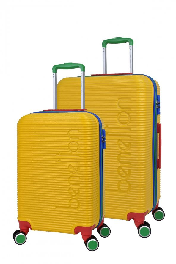 United Colors Of Benetton Lüx Abs 2li Valiz Seti Orta Boy - Kabin Boy Sarı BNT500 ürün görseli