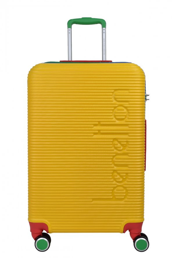 United Colors Of Benetton Lüx Abs 2li Valiz Seti Orta Boy - Kabin Boy Sarı BNT500 - Resim 2