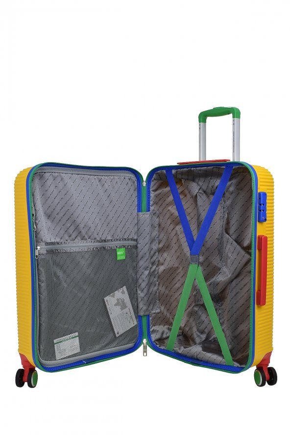 United Colors Of Benetton Lüx Abs 2li Valiz Seti Orta Boy - Kabin Boy Sarı BNT500 - Resim 5
