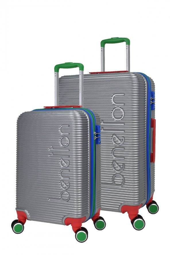 United Colors Of Benetton Lüx Abs 2li Valiz Seti Orta Boy - Kabin Boy Gri BNT500 ürün görseli