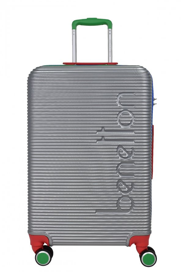 United Colors Of Benetton Lüx Abs 2li Valiz Seti Orta Boy - Kabin Boy Gri BNT500 - Resim 2
