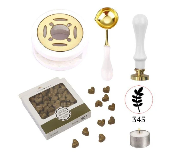 Davetiye Mum Mühürü Uygulama Seti Beyaz Renk 337 Bahar Dalı ürün görseli