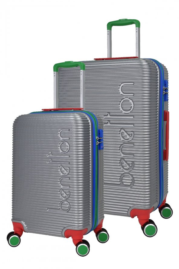 United Colors Of Benetton Lüx Abs 2li Valiz Seti Büyük Boy - Kabin Boy Gri BNT500 ürün görseli