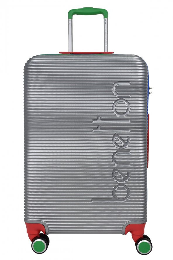 United Colors Of Benetton Lüx Abs 2li Valiz Seti Büyük Boy - Kabin Boy Gri BNT500 - Resim 2