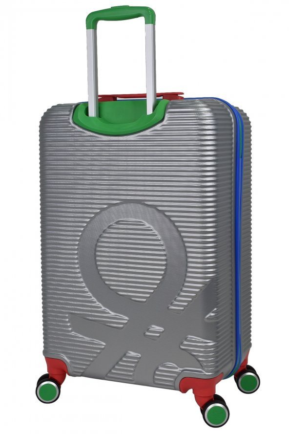 United Colors Of Benetton Lüx Abs 2li Valiz Seti Büyük Boy - Kabin Boy Gri BNT500 - Resim 4