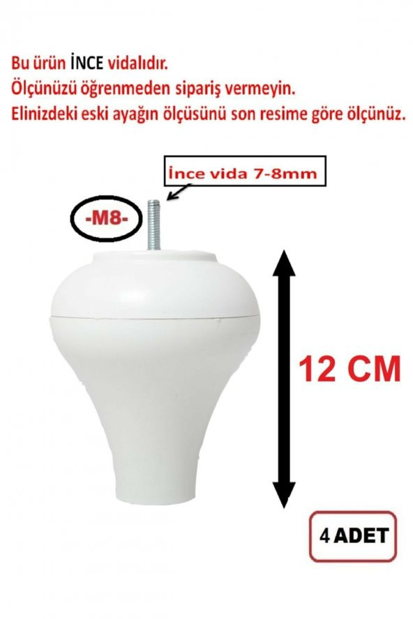 (VİDA ÖLÇÜSÜNE DİKKAT ) Armut Plastik Baza Ayağı Koltuk Kanepe A