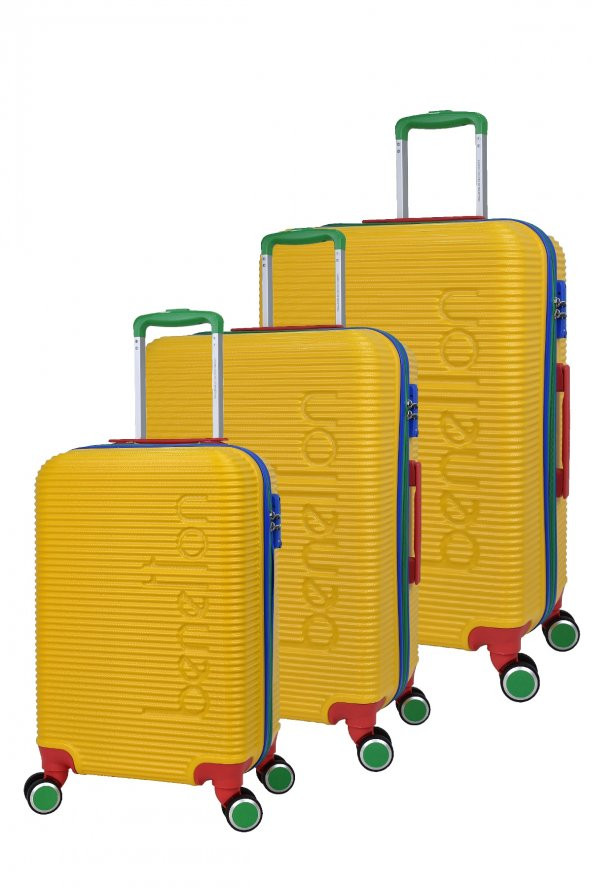 United Colors Of Benetton Lüx Abs 3lü Valiz Seti Sarı BNT500 - Resim 1