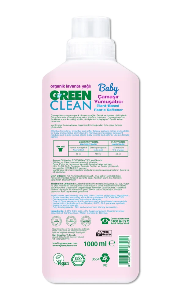 Green Clean Baby Bitkisel Çamaşır Yumuşatıcı 1000ml