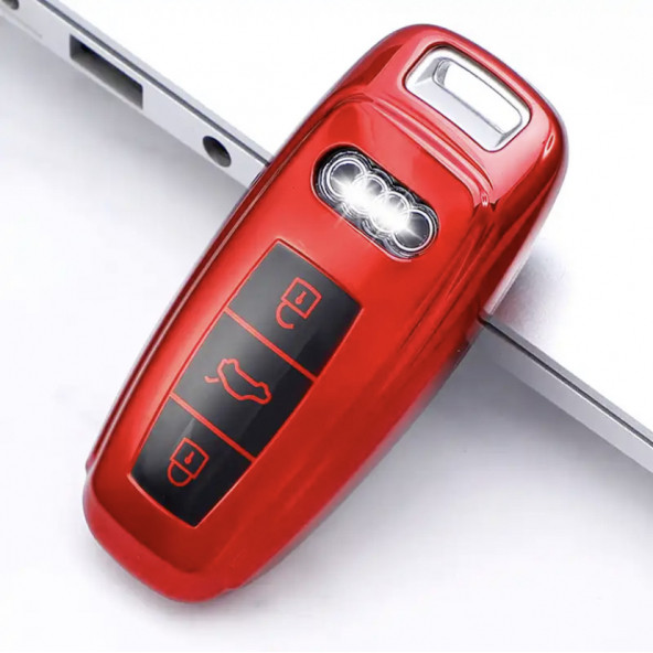 AUDI A3 A4 A5 A6L A7 A8 C8 Q8 D5 E-TRON TPU ANAHTAR KILIF (KIRMIZI) ürün görseli