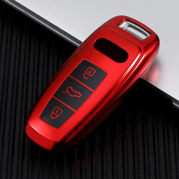 AUDI A3 A4 A5 A6L A7 A8 C8 Q8 D5 E-TRON TPU ANAHTAR KILIF (KIRMIZI) - Resim 4