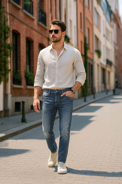 Erkek Regular Fit Jean Pantolon Mavi ürün görseli 1