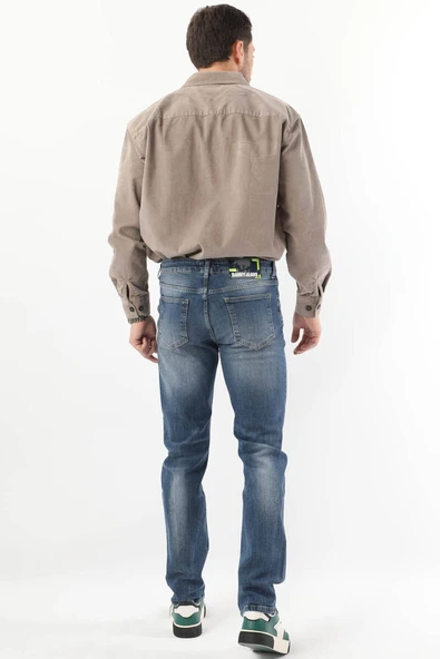 Erkek Regular Fit Jean Pantolon Mavi - Resim 5