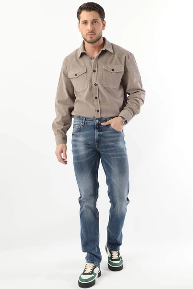 Erkek Regular Fit Jean Pantolon Mavi - Resim 3