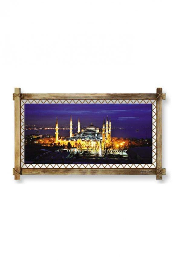 Kanvas Camii Led Işıklı Rustik Tablo  66 x 45 cm - 2