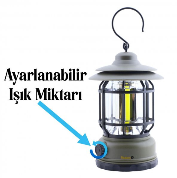 Dekoratif Askılı Fener Kamp Lambası Ledli Beyaz Işıklı El Feneri Işıldak Şarjlı Portatif Gece Lamba Yeşil - 3
