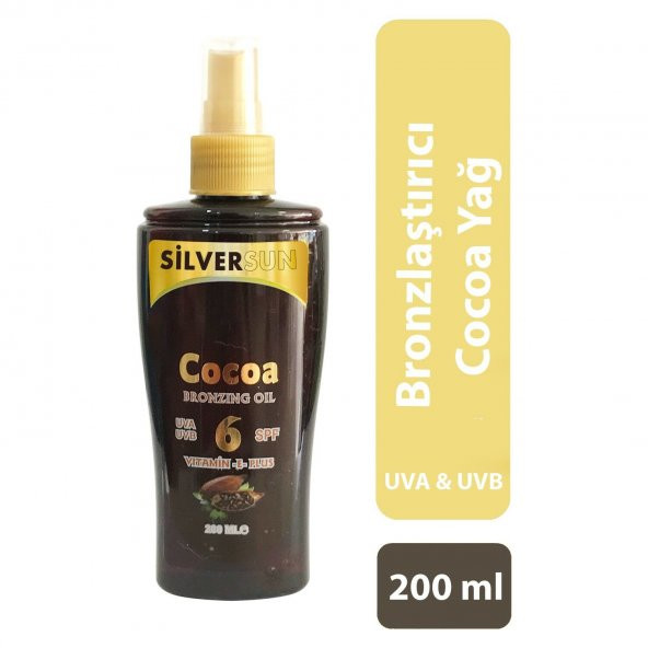 Silversun Cocoa Bronzlaştırıcı Yağ Vitamin E Plus SPF6 200 ml