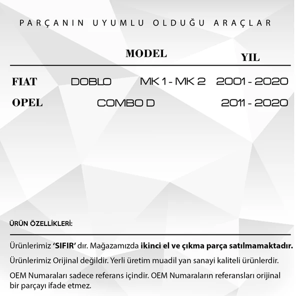 Fiat Doblo Fiorino için Sürgülü Kapı Kilit Tamir Parçası - 4