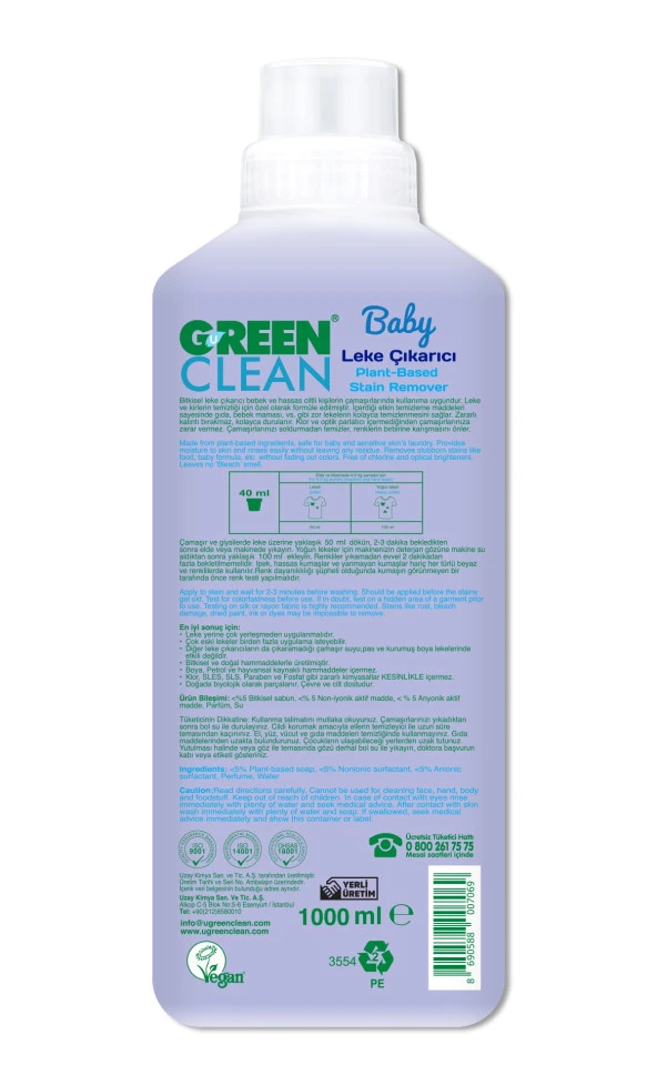 Green Clean Baby Bitkisel Leke Çıkarıcı 1000ml