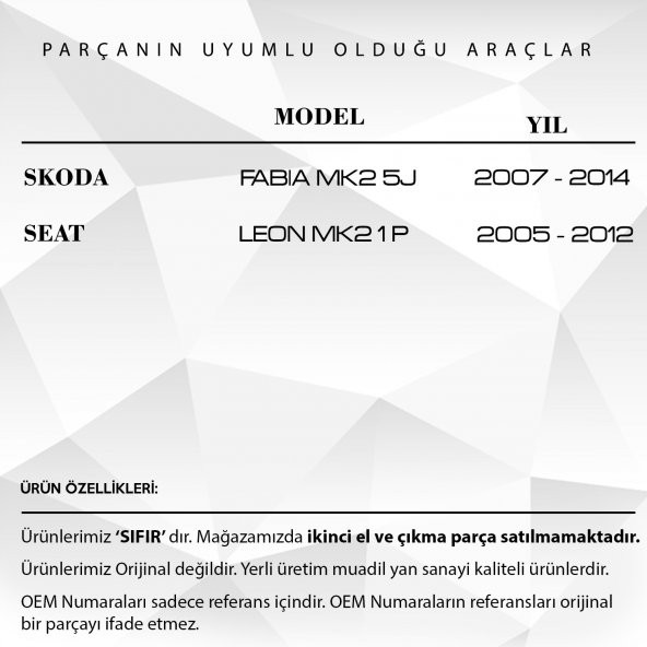 Skoda Fabia için Bagaj Kilit Dişlisi - 2