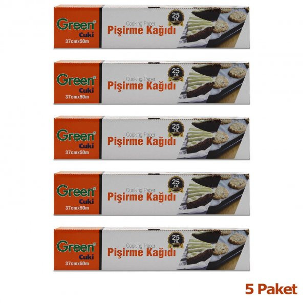 Green Cuki Yağlı Fırın Tepsi Pişirme Kızartma Kağıdı - 37 Cm. x 50 Metre - 5 Kutu - 2